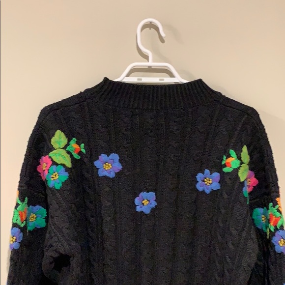 Floral embroidered sweater, spring, knit, flowers, vintage, fishermen, retro - Picture 5 of 8